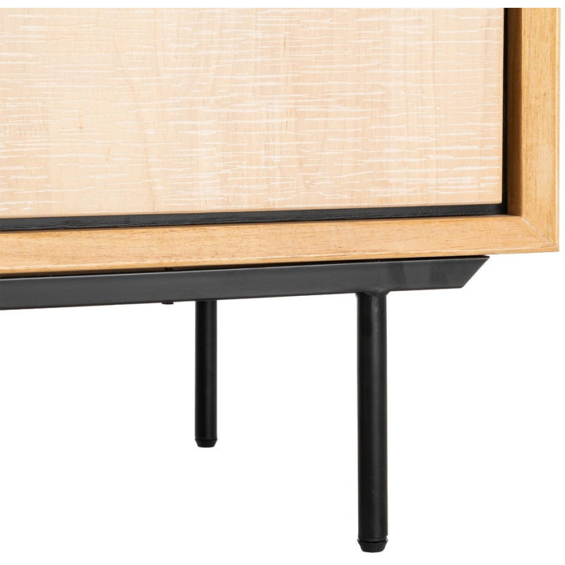 Grand Buffet moderne chic Bas 3 portes 3 tiroirs 200 cm en Bois d'hévéa Bois MDF Naturel Métal Noir Sintra - 9