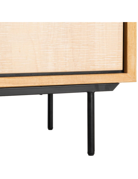 Grand Buffet moderne chic Bas 3 portes 3 tiroirs 200 cm en Bois d'hévéa Bois MDF Naturel Métal Noir Sintra - 9