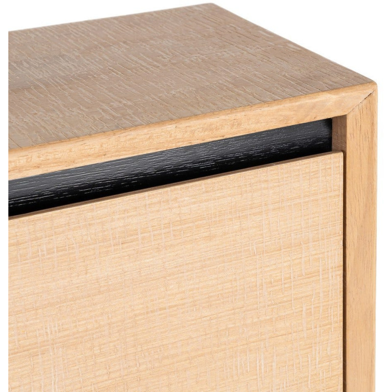 Grand Meuble à chaussures moderne chic 3 tiroirs en Bois d'hévéa Bois MDF Naturel Métal Noir Sintra - 3