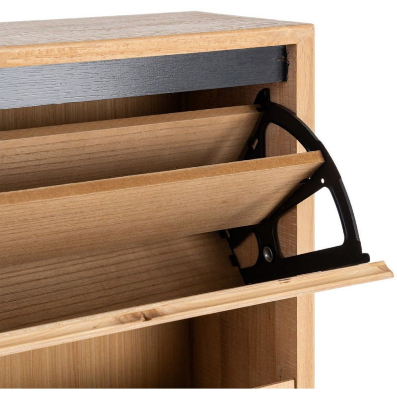 Grand Meuble à chaussures moderne chic 3 tiroirs en Bois d'hévéa Bois MDF Naturel Métal Noir Sintra - 4