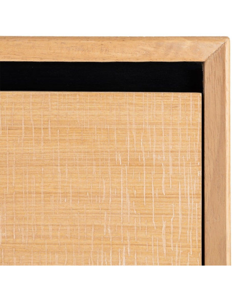 Grand Meuble à chaussures moderne chic 3 tiroirs en Bois d'hévéa Bois MDF Naturel Métal Noir Sintra - 5