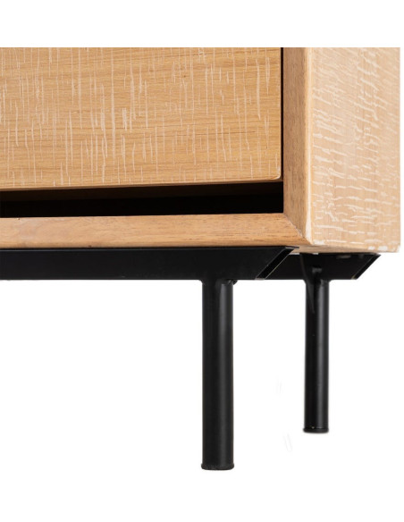 Grand Meuble à chaussures moderne chic 3 tiroirs en Bois d'hévéa Bois MDF Naturel Métal Noir Sintra - 6