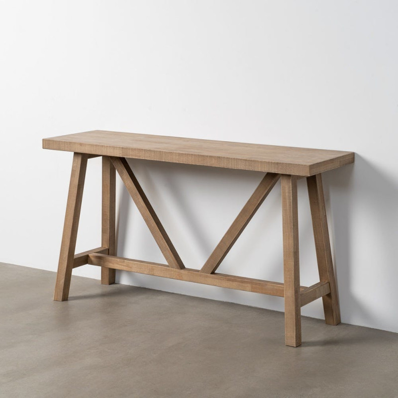 Console style campagne chic Rectangulaire 140 cm en Bois d'hévéa Naturel Malvio - 7