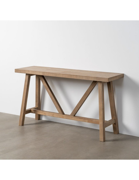 Console style campagne chic Rectangulaire 140 cm en Bois d'hévéa Naturel Malvio - 7