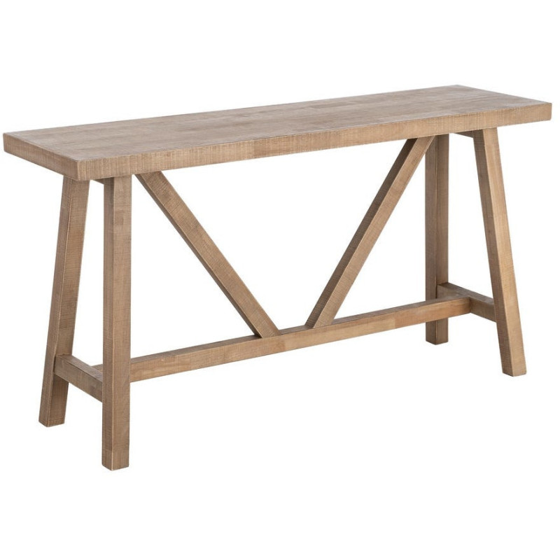 Console style campagne chic Rectangulaire 140 cm en Bois d'hévéa Naturel Malvio - 1
