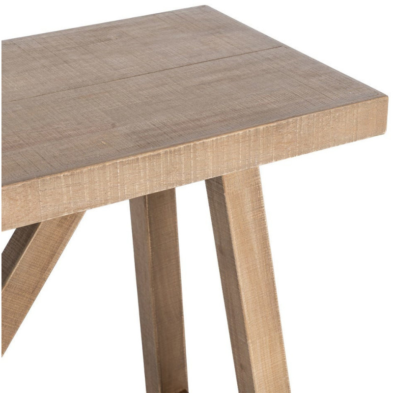 Console style campagne chic Rectangulaire 140 cm en Bois d'hévéa Naturel Malvio - 2