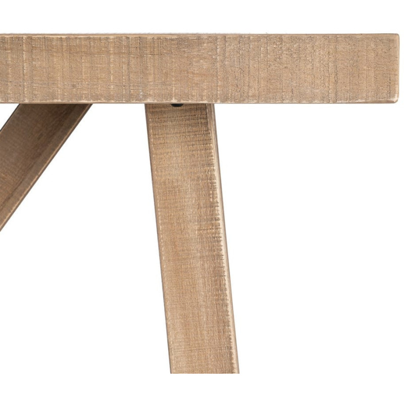 Console style campagne chic Rectangulaire 140 cm en Bois d'hévéa Naturel Malvio - 3