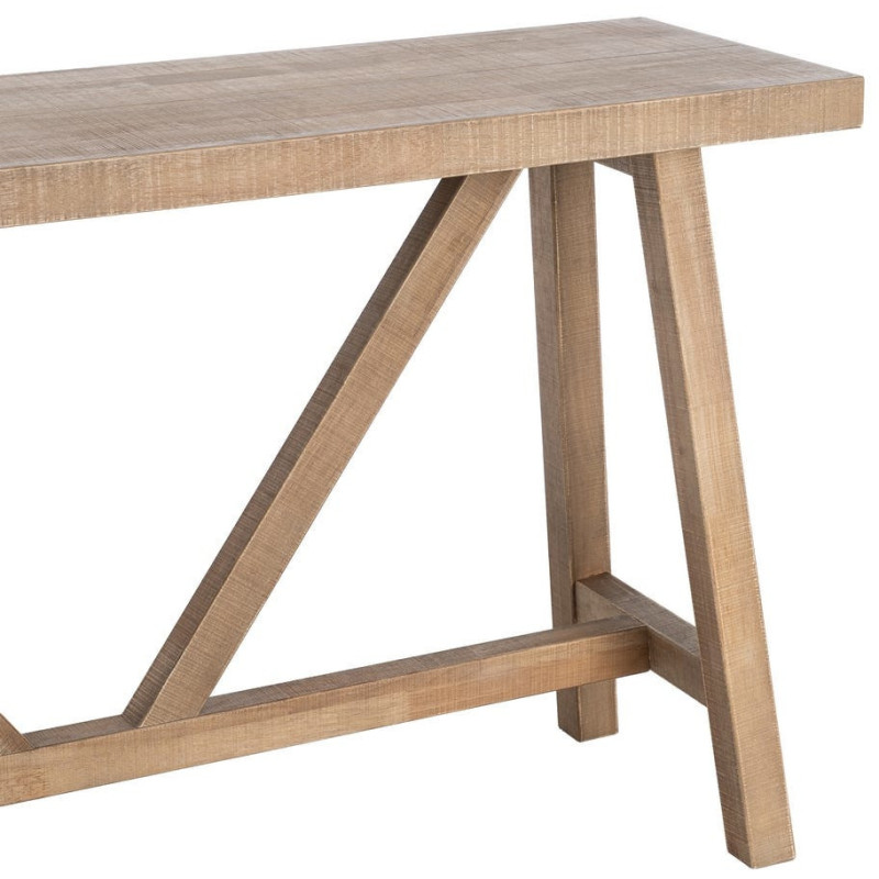 Console style campagne chic Rectangulaire 140 cm en Bois d'hévéa Naturel Malvio - 4
