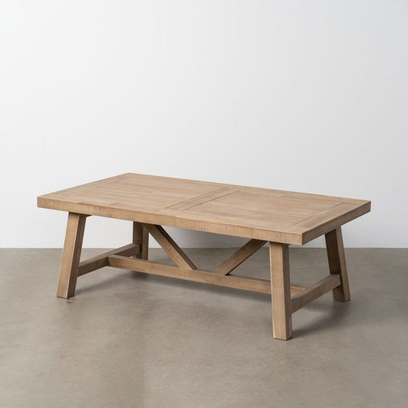 Table basse style campagne chic Rectangulaire 130 cm en Bois d'hévéa Naturel Malvio - 1