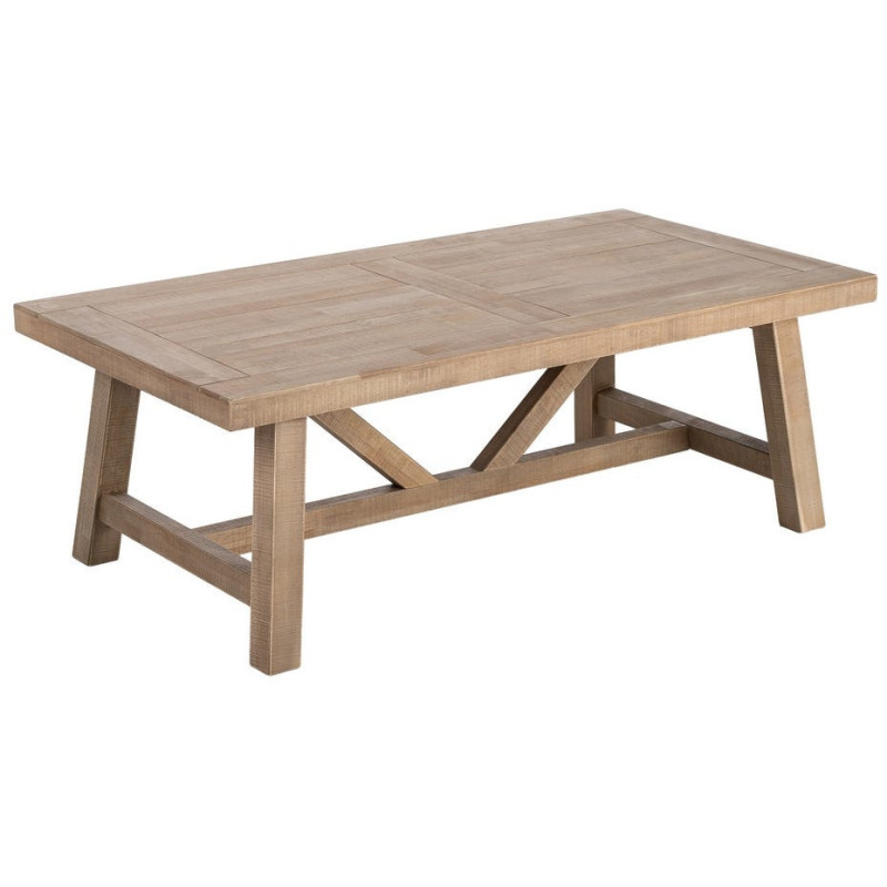 Table basse style campagne chic Rectangulaire 130 cm en Bois d'hévéa Naturel Malvio - 2