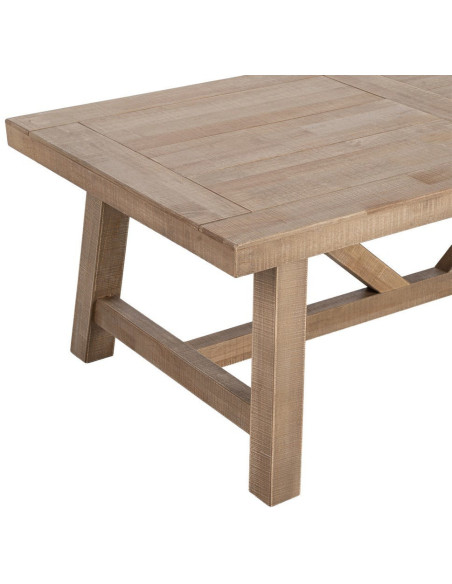 Table basse style campagne chic Rectangulaire 130 cm en Bois d'hévéa Naturel Malvio - 3