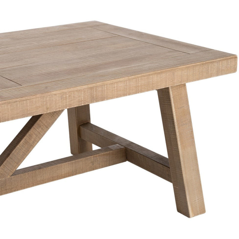 Table basse style campagne chic Rectangulaire 130 cm en Bois d'hévéa Naturel Malvio - 5
