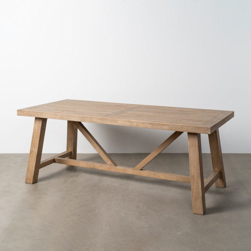 Grande Table à manger style campagne chic Rectangulaire 8 personnes en Bois d'hévéa Naturel Malvio - 8
