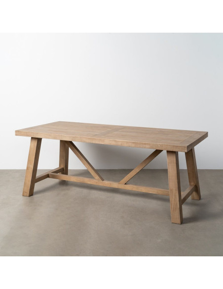 Grande Table à manger style campagne chic Rectangulaire 8 personnes en Bois d'hévéa Naturel Malvio - 8