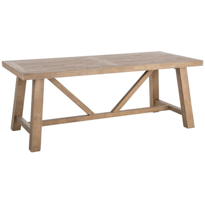 Grande Table à manger style campagne chic Rectangulaire 8 personnes en Bois d'hévéa Naturel Malvio - 1