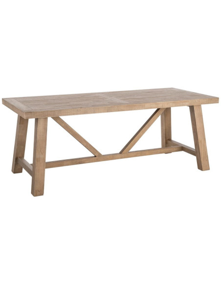 Grande Table à manger style campagne chic Rectangulaire 8 personnes en Bois d'hévéa Naturel Malvio - 1