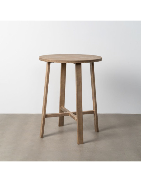 Table haute style campagne chic Ronde 2 personnes 79 cm en Bois d'hévéa Naturel Malvio - 7
