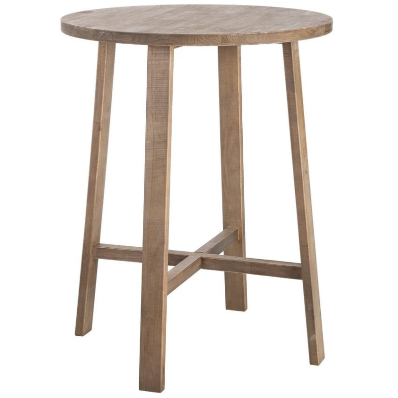 Table haute style campagne chic Ronde 2 personnes 79 cm en Bois d'hévéa Naturel Malvio - 1
