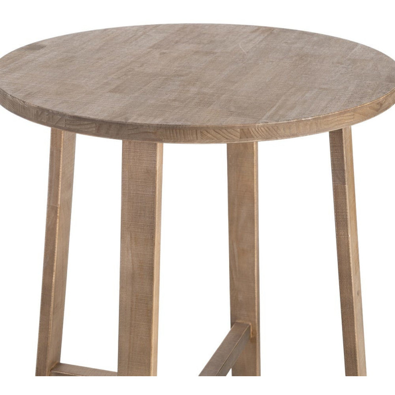 Table haute style campagne chic Ronde 2 personnes 79 cm en Bois d'hévéa Naturel Malvio - 3