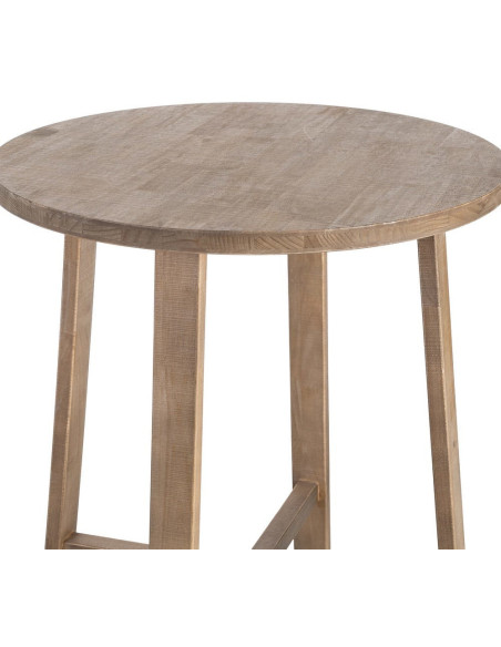 Table haute style campagne chic Ronde 2 personnes 79 cm en Bois d'hévéa Naturel Malvio - 3