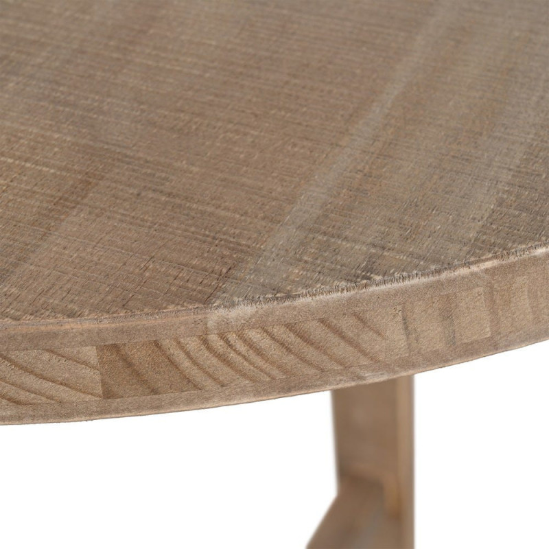 Table haute style campagne chic Ronde 2 personnes 79 cm en Bois d'hévéa Naturel Malvio - 4