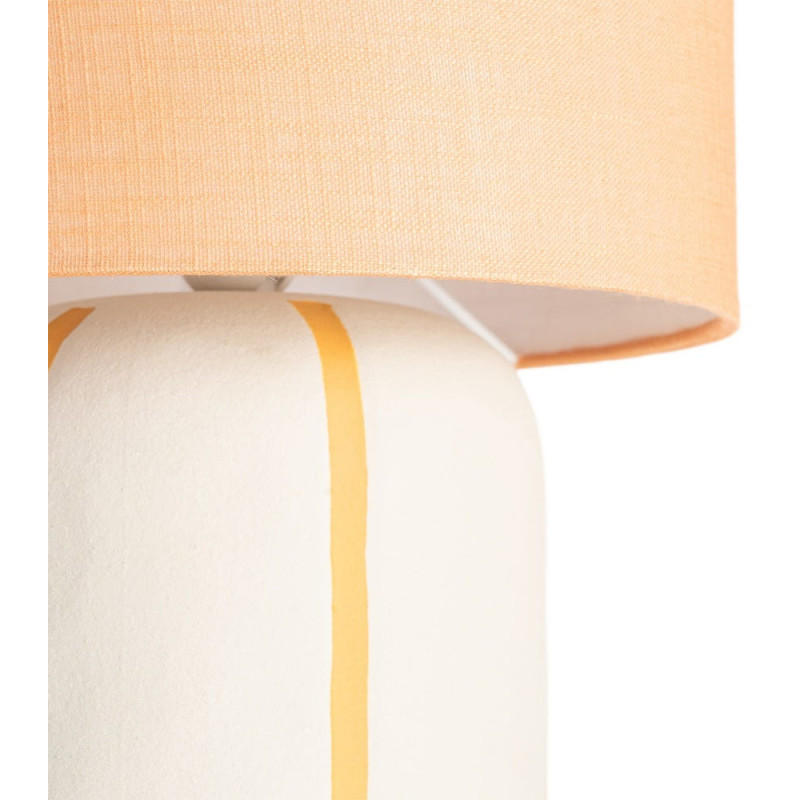Lampadaire style rétro années 70 Hauteur 122 cm en Céramique Blanc Motif lignes Tissu Orange PVC Velira - 3