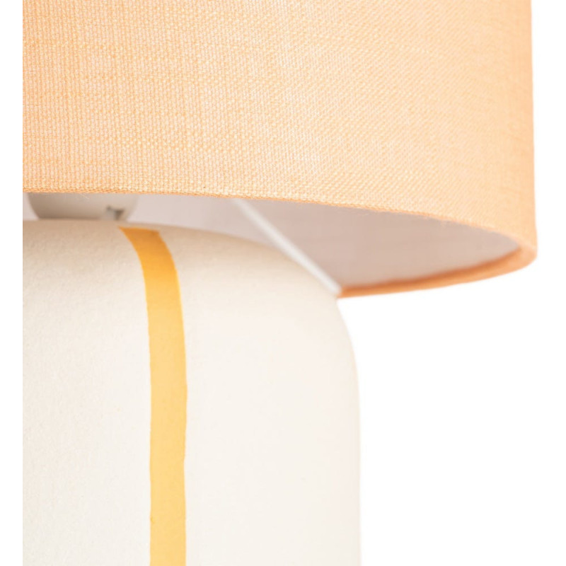 Lampadaire style rétro années 70 Hauteur 122 cm en Céramique Blanc Motif lignes Tissu Orange PVC Velira - 5