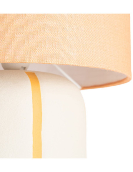Lampadaire style rétro années 70 Hauteur 122 cm en Céramique Blanc Motif lignes Tissu Orange PVC Velira - 5