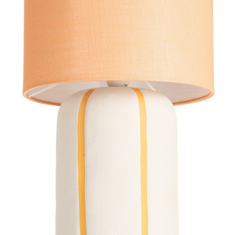 Lampadaire style rétro années 70 Hauteur 122 cm en Céramique Blanc Motif lignes Tissu Orange PVC Velira - 6