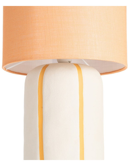 Lampadaire style rétro années 70 Hauteur 122 cm en Céramique Blanc Motif lignes Tissu Orange PVC Velira - 6