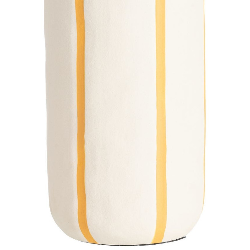 Lampadaire style rétro années 70 Hauteur 122 cm en Céramique Blanc Motif lignes Tissu Orange PVC Velira - 7
