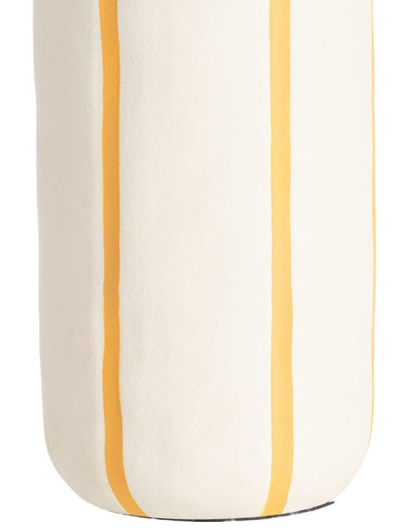 Lampadaire style rétro années 70 Hauteur 122 cm en Céramique Blanc Motif lignes Tissu Orange PVC Velira - 7