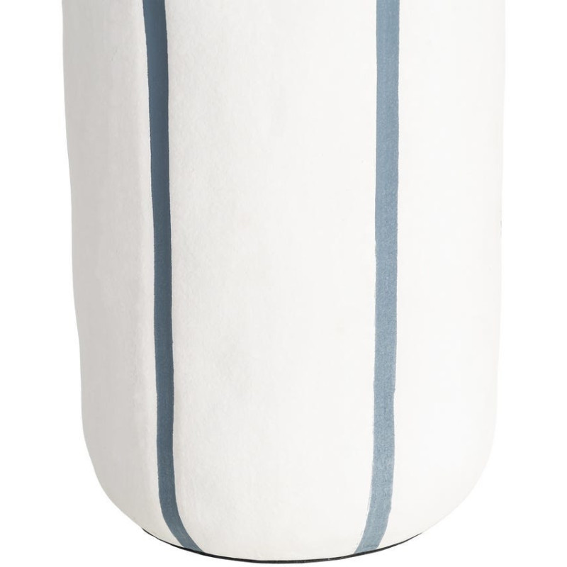 Lampadaire style rétro années 70 Hauteur 122 cm en Céramique Blanc Motif lignes Tissu Bleu PVC Velira - 7