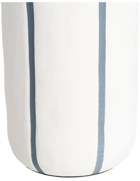 Lampadaire style rétro années 70 Hauteur 122 cm en Céramique Blanc Motif lignes Tissu Bleu PVC Velira - 7