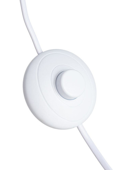 Lampadaire style rétro années 70 Hauteur 122 cm en Céramique Blanc Motif lignes Tissu Bleu PVC Velira - 8