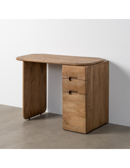 Bureau moderne contemporain 1 porte 2 tiroirs en Bois de manguier Naturel Dalvin - 9