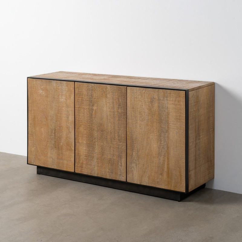 Buffet moderne chic Bas 3 portes en Bois de manguier Naturel Métal Noir Ohio - 12