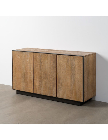 Buffet moderne chic Bas 3 portes en Bois de manguier Naturel Métal Noir Ohio - 12