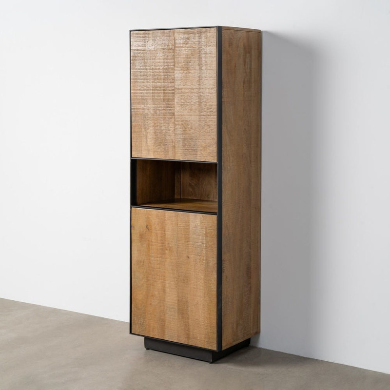 Buffet moderne chic Haut 2 portes 1 niche en Bois de manguier Naturel Métal Noir Ohio - 11