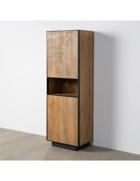 Buffet moderne chic Haut 2 portes 1 niche en Bois de manguier Naturel Métal Noir Ohio - 11