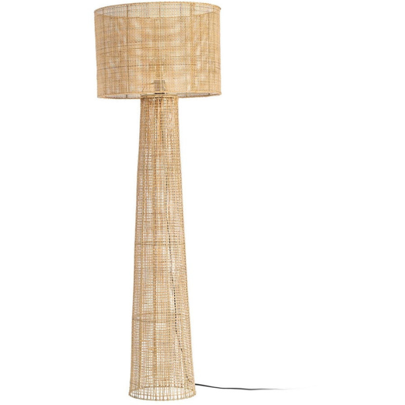 Grand Lampadaire bohème chic Hauteur 154 cm en Rotin Naturel Tressé Métal Rosiel - 1