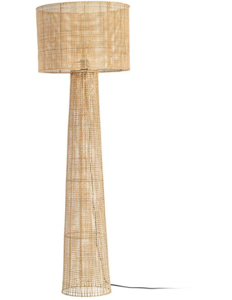 Grand Lampadaire bohème chic Hauteur 154 cm en Rotin Naturel Tressé Métal Rosiel - 1