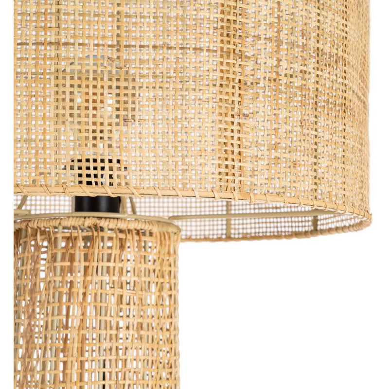 Grand Lampadaire bohème chic Hauteur 154 cm en Rotin Naturel Tressé Métal Rosiel - 3