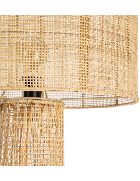 Grand Lampadaire bohème chic Hauteur 154 cm en Rotin Naturel Tressé Métal Rosiel - 3