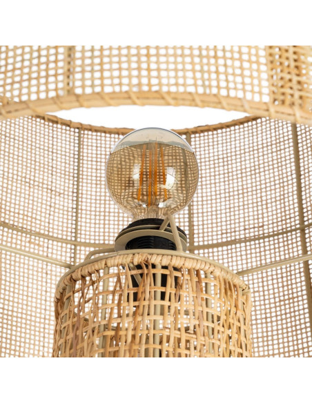 Grand Lampadaire bohème chic Hauteur 154 cm en Rotin Naturel Tressé Métal Rosiel - 4