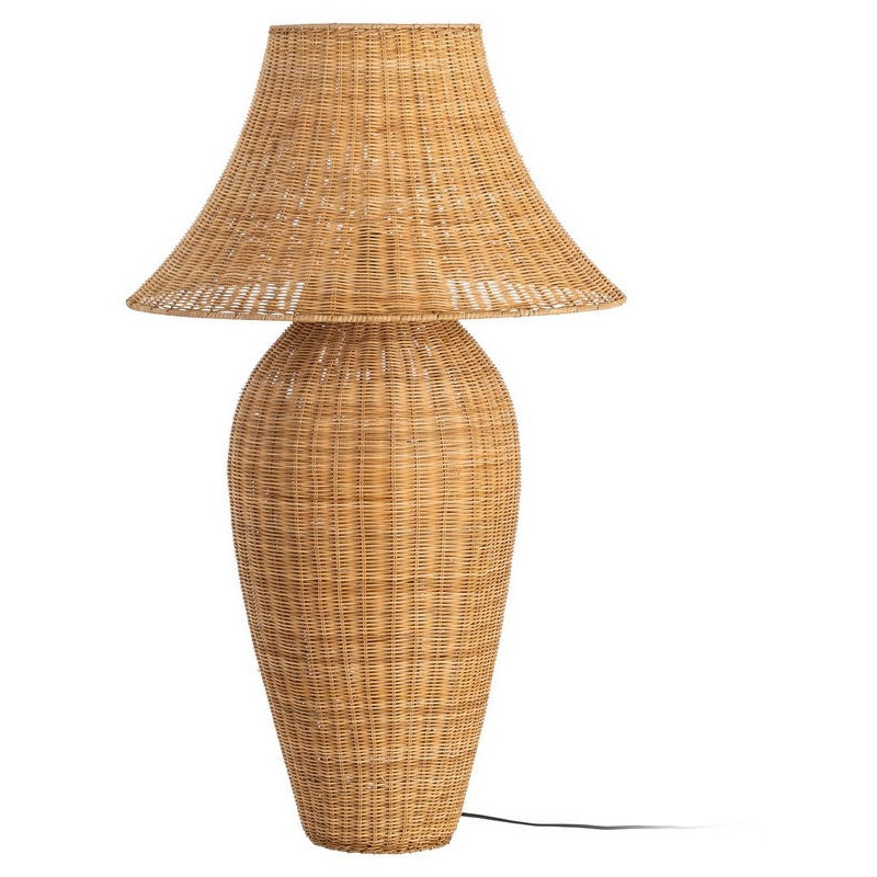 Lampadaire bohème chic Hauteur 99 cm en Rotin Naturel Tressé Métal Silina - 1