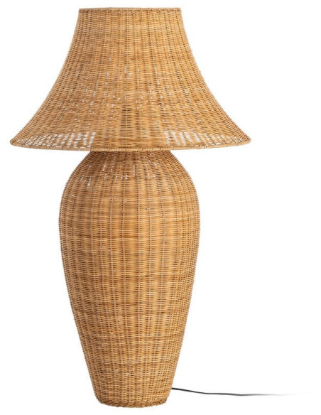 Lampadaire bohème chic Hauteur 99 cm en Rotin Naturel Tressé Métal Silina - 1