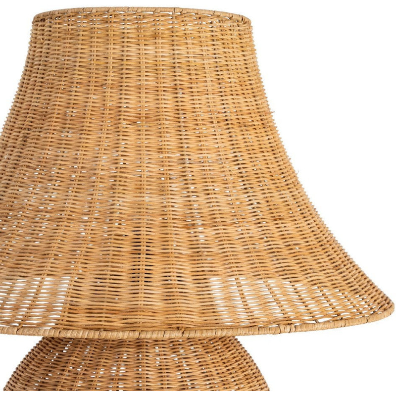 Lampadaire bohème chic Hauteur 99 cm en Rotin Naturel Tressé Métal Silina - 3
