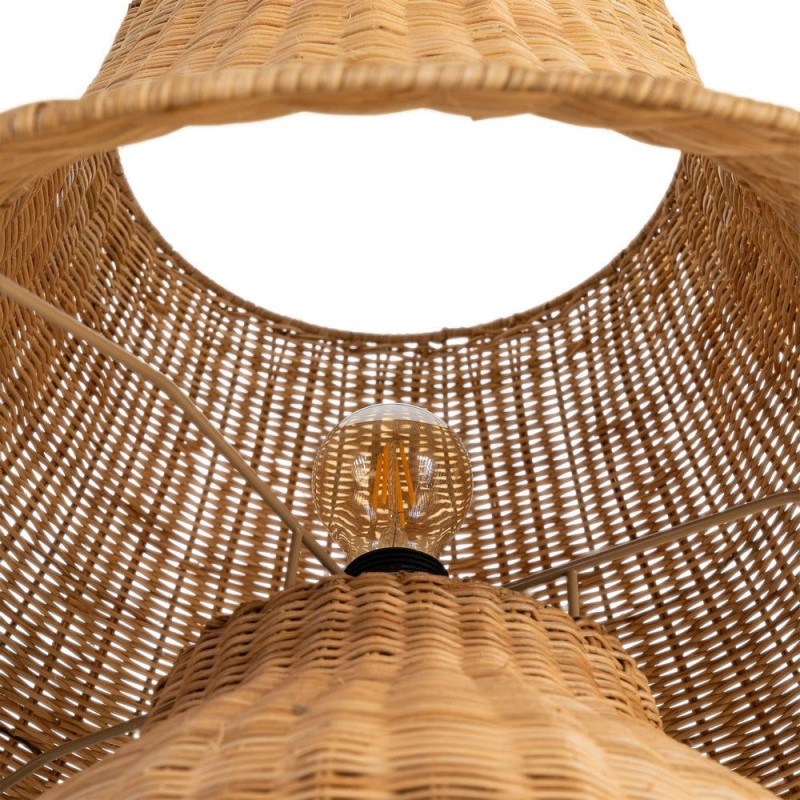 Lampadaire bohème chic Hauteur 99 cm en Rotin Naturel Tressé Métal Silina - 5