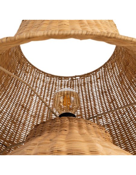 Lampadaire bohème chic Hauteur 99 cm en Rotin Naturel Tressé Métal Silina - 5